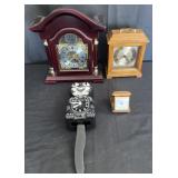 4 clocks: Daniel Dakota mantle, Linden with oak
