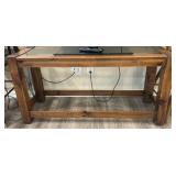 Wood and glass console table, 52' x 18' x 25'