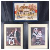 3 framed wall art, 2 prints depicting figures in