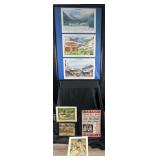 2 framed prints and 3 unframed prints, 10'-37'