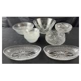 Group of decorated glass bowls, 2'-5.5' high