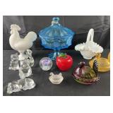 Group of decorated glass and crystal, animal