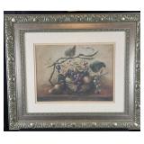 Framed print of fruit & floral still life, 26' x