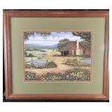 Lovita Irby framed print depicting cabin with