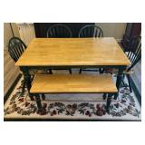Farmhouse table with set of 4 chairs and bench,