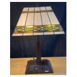 Mission style Table lamp with glass shade, 21'