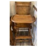 Vintage wooden high chair, 17' x 20' x 40' high