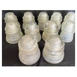 11 antique glass insulators