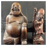 Wood carved Buddha & oriental immortal figure,