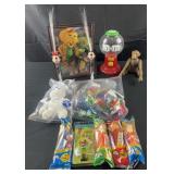 Group of vintage and modern toys, Pez & M&M's