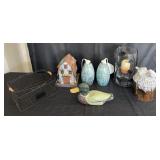 Pair of glass pendant lamps & decorative