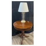 Vintage barrel table and Princess House Crystal