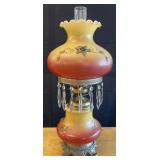 Vintage table lamp with glass shade, 23' high,