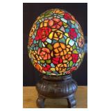 Tiffany style egg lamp with leaded glass shade,