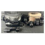 Minolta X-700 camera, Vivitar flash, Tempo lens,