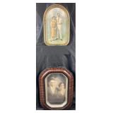2 framed wall art, antique framed pastel