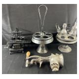 Miniature Crescent cast iron stove, 2 vintage