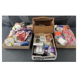 Sewing kit, ribbon and group of Kraft supplies