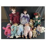 Group of dolls, porcelain and more, 11ï¿½-25ï¿½ high