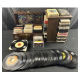 Group of 8-track tapes, cassette tapes and 45