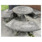 Concrete outdoor patio set, 2-piece table and 3