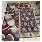 3 rugs, area 46ï¿½ x 70ï¿½, runner 30ï¿½ x 95ï¿½ & mat