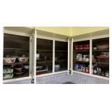 Contents of upper kitchen cabinets, bakeware,