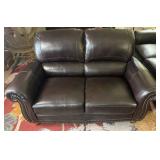 Leather Italia USA Leather loveseat with nailhead