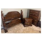 Chest of drawers, side table and queen