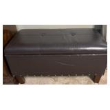 Faux leather storage ottoman, 32ï¿½ x 16ï¿½ x 17ï¿½