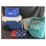 2 coolers, 2 aero inflatable mattresses and