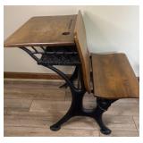 Antique New Peabody cast iron and wood school