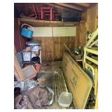 Remaining contents of side shed, bicycle lights,