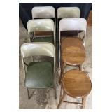 4 folding chairs and 2 stools