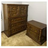 Burlington House chest of drawers and side table,