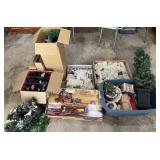 Group of Christmas decorations, ornaments, train