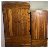 2 vintage pine armoires, both are cedar lined:
