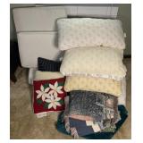 Group of pillows and blankets