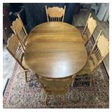 Oak dining table and 6 chairs, 2-11.5ï¿½ leaves
