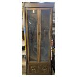 Wood gun cabinet with glass doors and soft