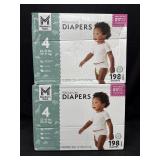 2- 198ct. Boxes of Premium Size 4 Diapers