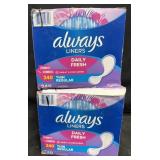 2- 240ct. Boxes of Always Thin Regular Liners
