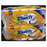 2- 15ct. Bags of Super Premium Paper Towel Rolls