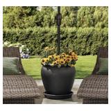 20' Matte Black Umbrella Stand Planter with