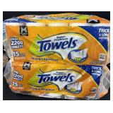 2- 15ct. Bags of Super Premium Paper Towel Rolls