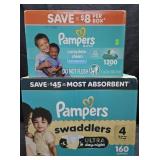 Pampers Swaddlers size 4 diapers 160 count.