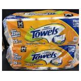 2- 15ct. Bags of Super Premium Paper Towel Rolls
