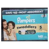 Pampers Swaddlers size 5 diapers 140 count
