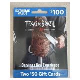 2 - $50 ($100 TOTAL) TEXAS DE BRAZIL STEAKHOUSE