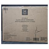 Double Glass drink dispenser w/ rubber wood stand